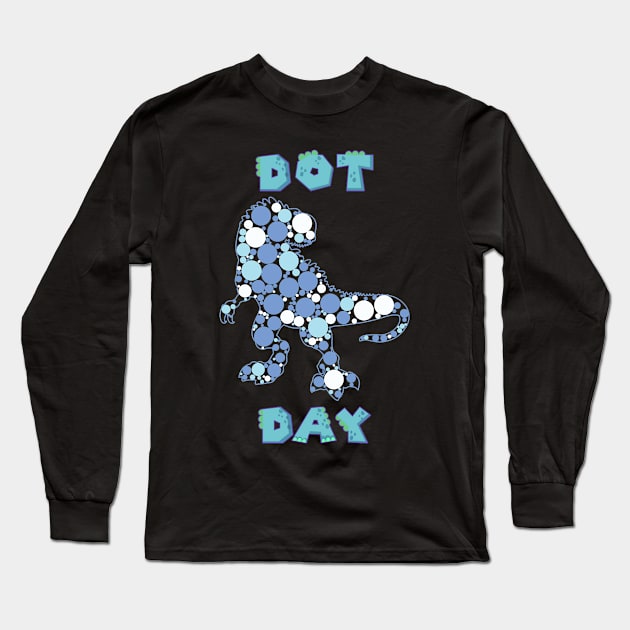 International Dot Day Blue Polka Dot T Rex Dinosaur Kids Long Sleeve T-Shirt by PaulAksenov